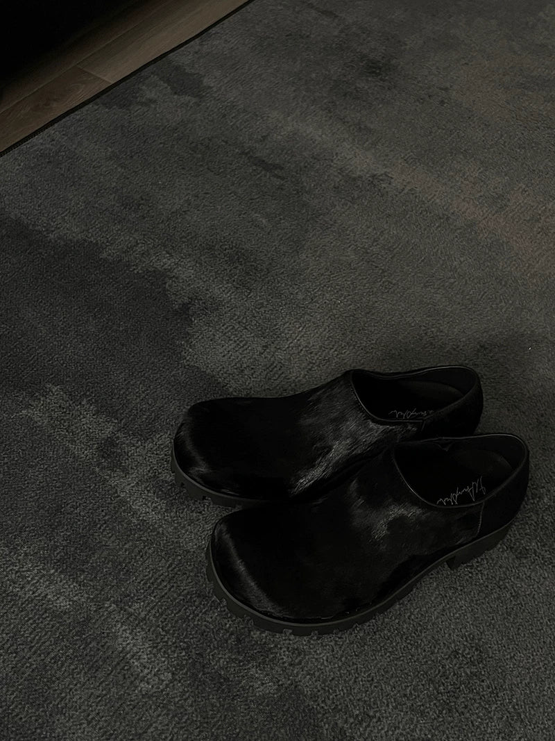 5cm Heightened Horsehair Leather Derby Shoes