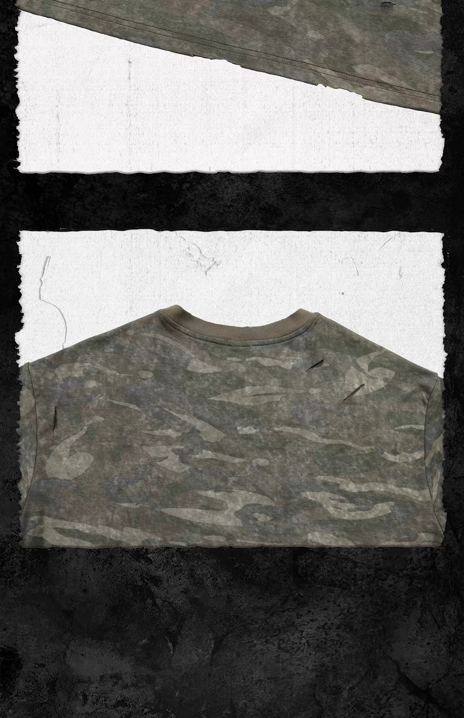 K.I.A. Hand-Cut Distressed Camo Tee