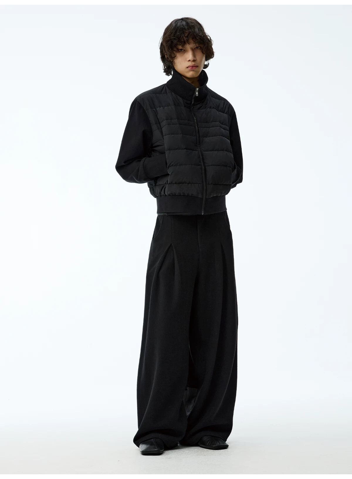 Lightweight Ribbed Stand Collar Down Jacket