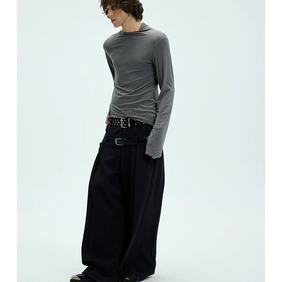 Slim Fit Two-Color Long Base Tees