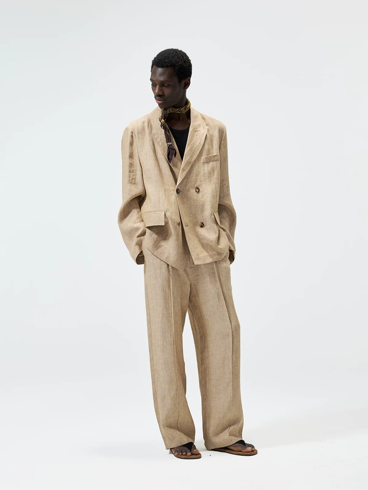 Straight Leg Hemp Linen Blend Pants