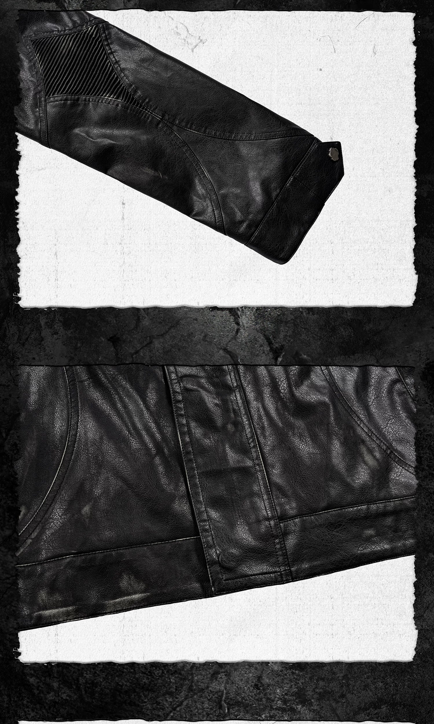 Oversized Distressed Nightfang Leather Biker Jacket