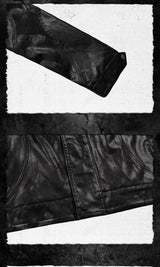 Oversized Distressed Nightfang Leather Biker Jacket