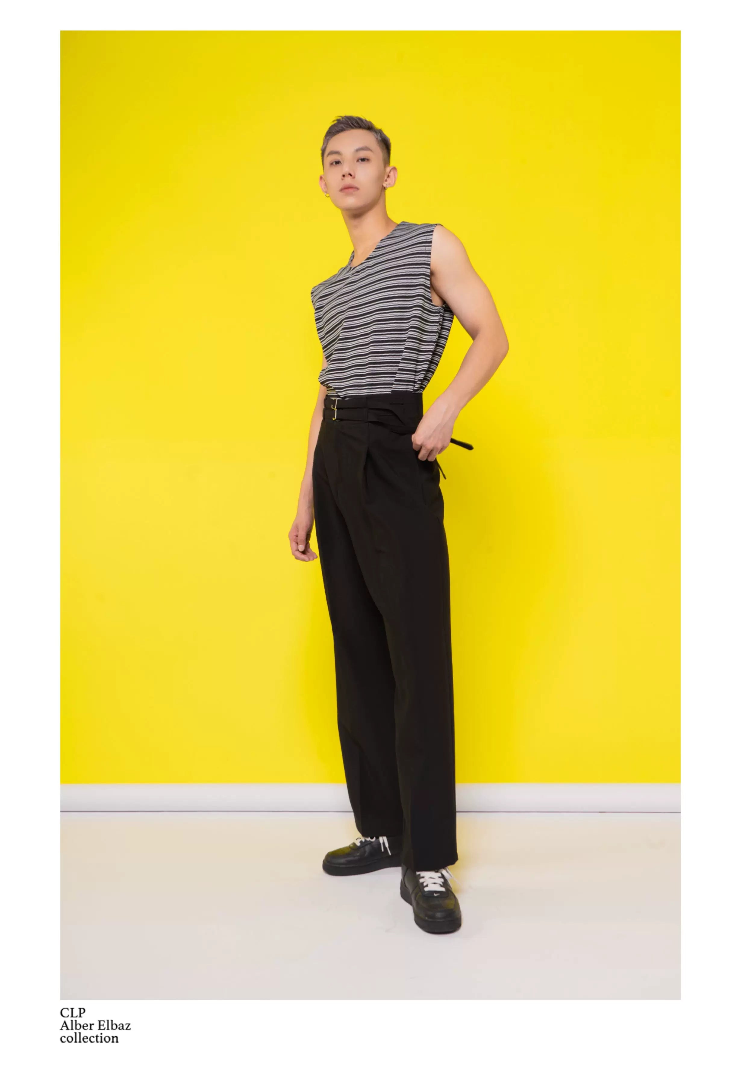 Double Belt Metal Buckle Casual Pants