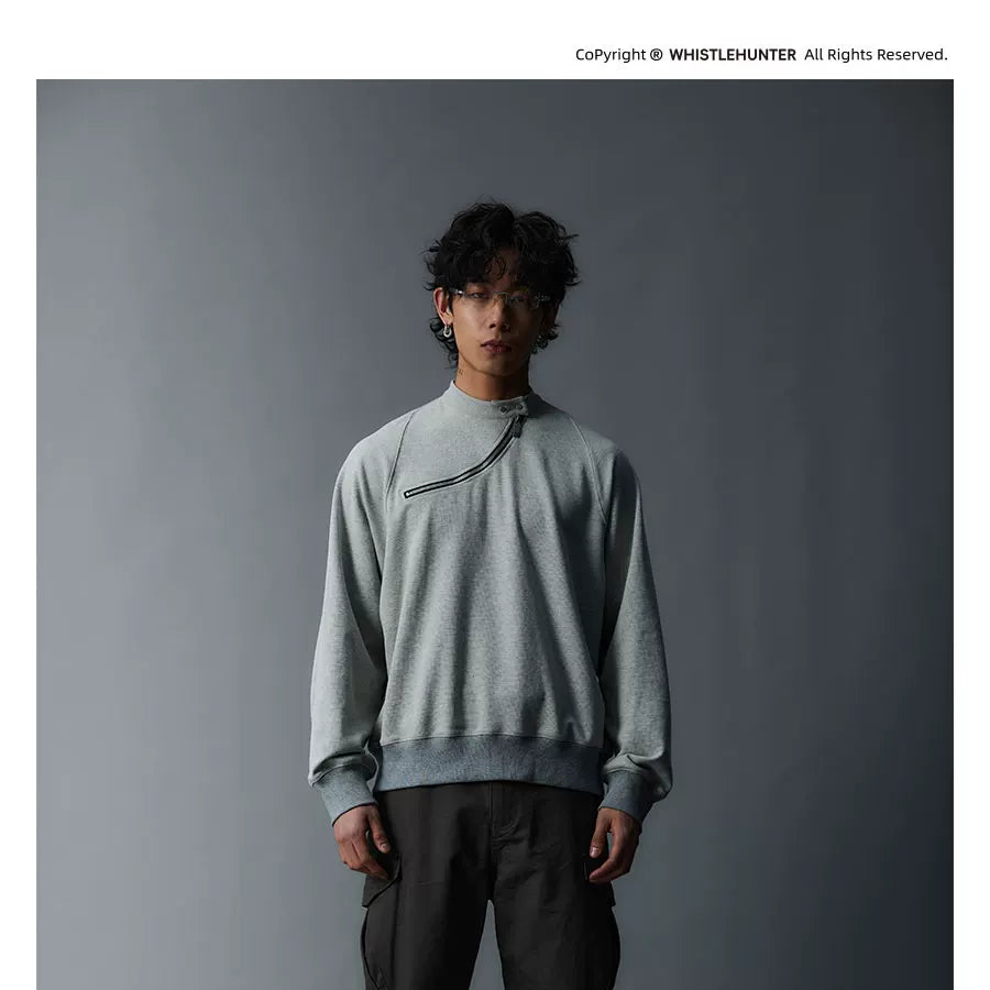 Men's Solid Waffle Mock Zip Sweatshirt