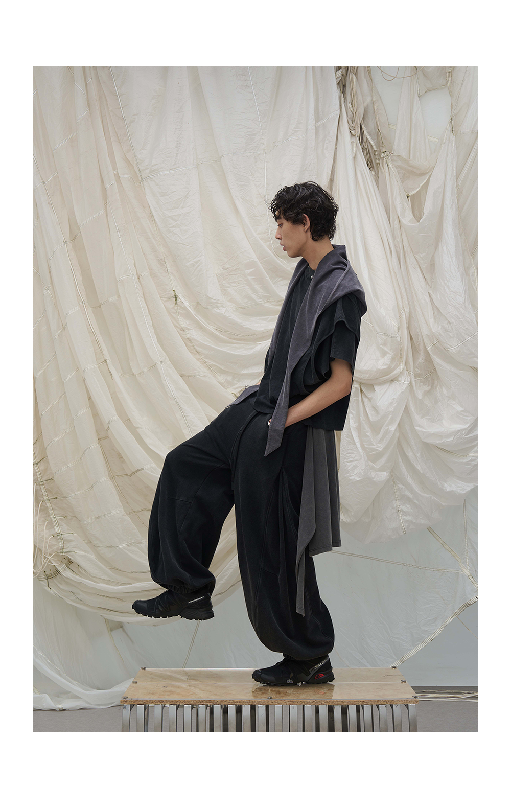 Casual Washed Detachable Tee Flap Sweatpants