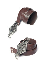 Brown Embossed Oil Wax Leather Belt