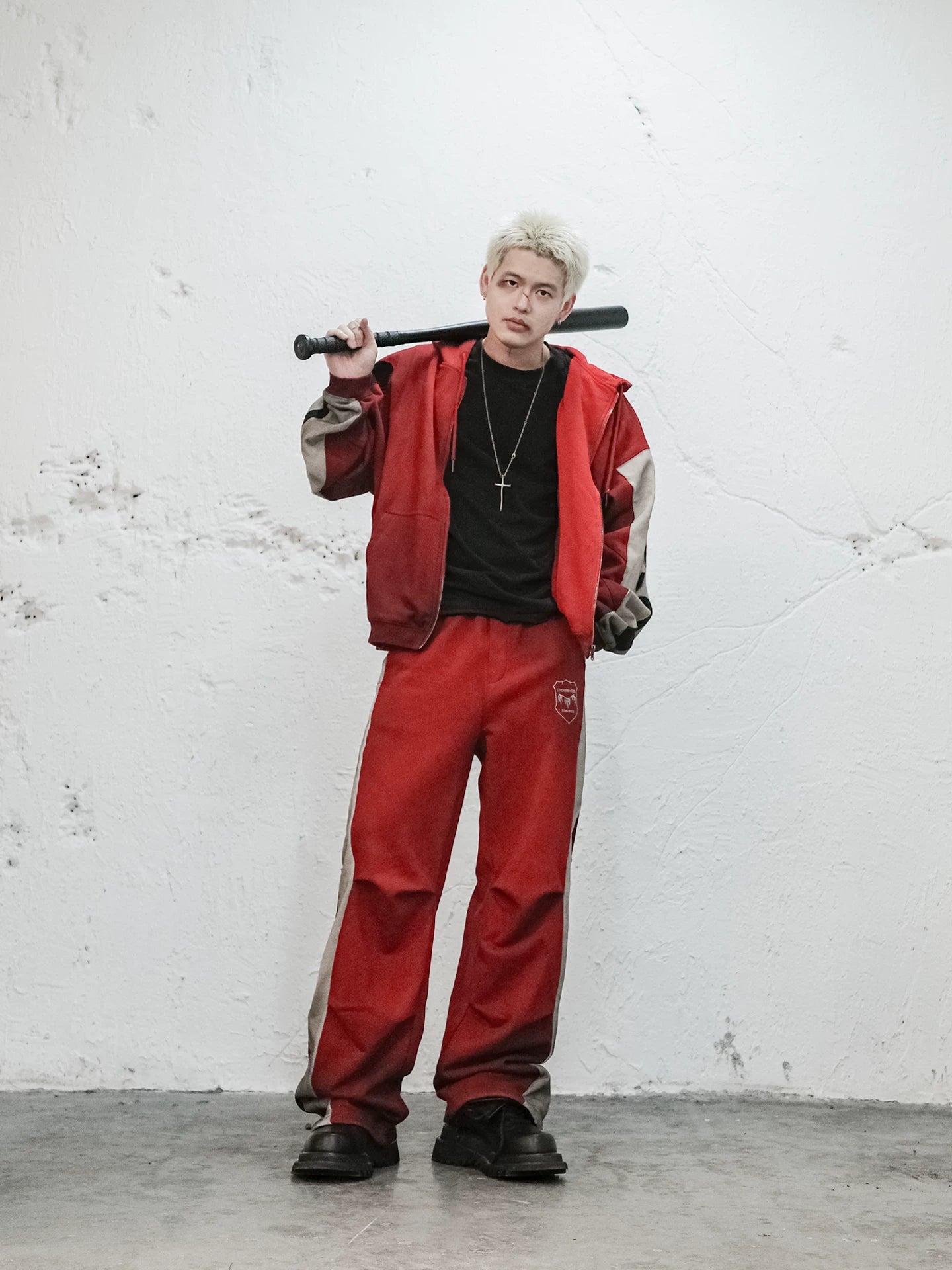 Skeleton Patchwork Color Block Distressed Sweatpants