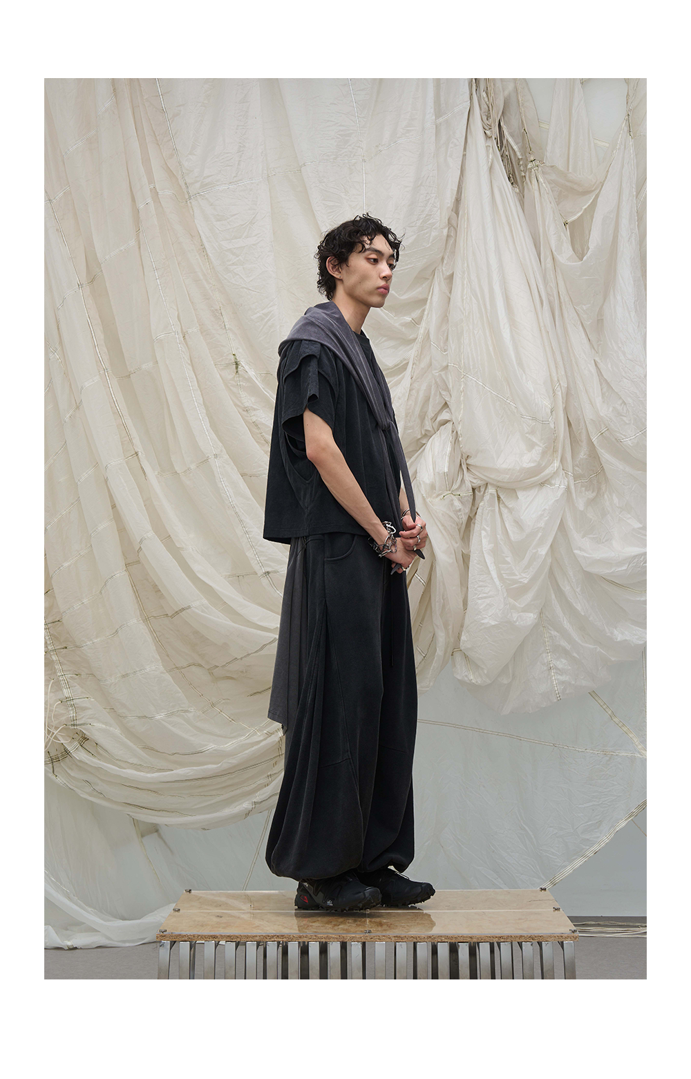 Casual Washed Detachable Tee Flap Sweatpants