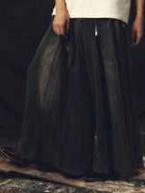 Washed Multi-Zip Pleated Wide Leg Jeans