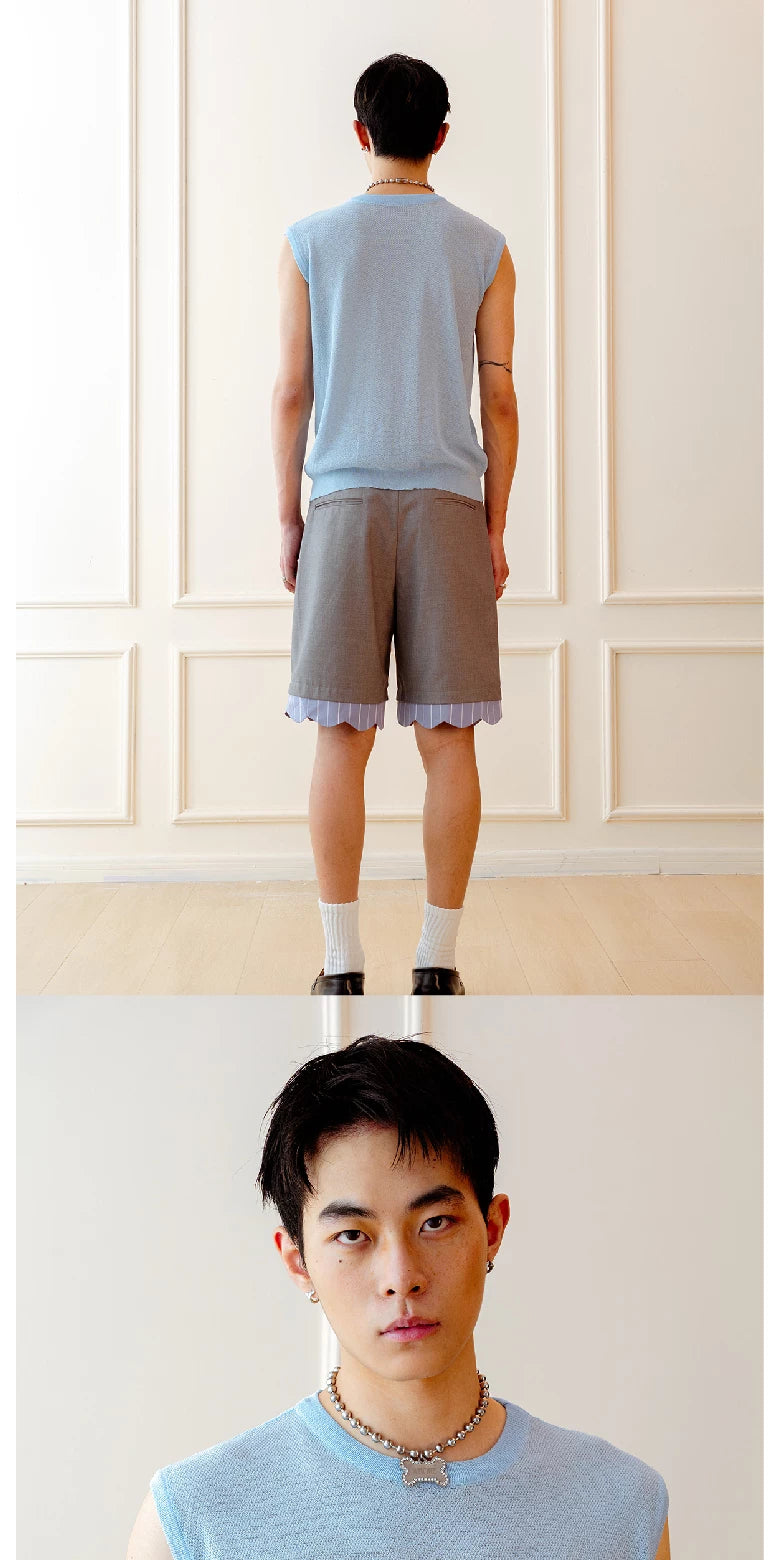 Sleeveless Vintage Bear Print Knit Top