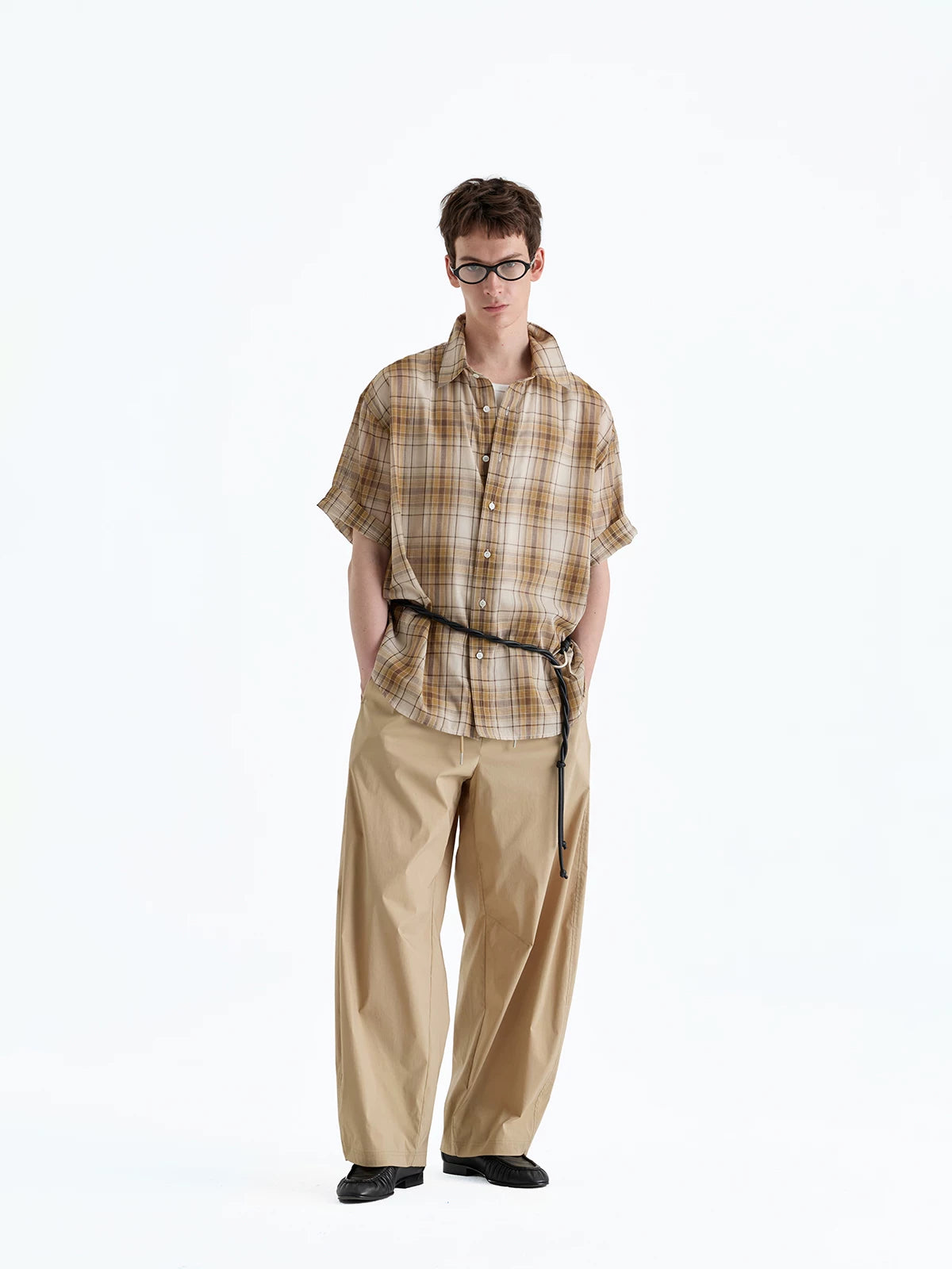 SUPIMA Nylon Drawstring Curved Casual Pants