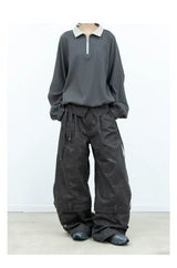 Coated Reverse Waist Cargo Pants