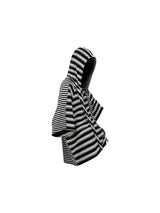 Striped Short-sleeve Detachable Hood Wool-lyocell Tee