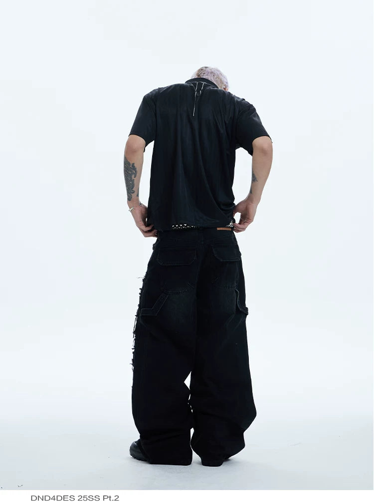 Washed Distressed Baggy Carpenter Jeans
