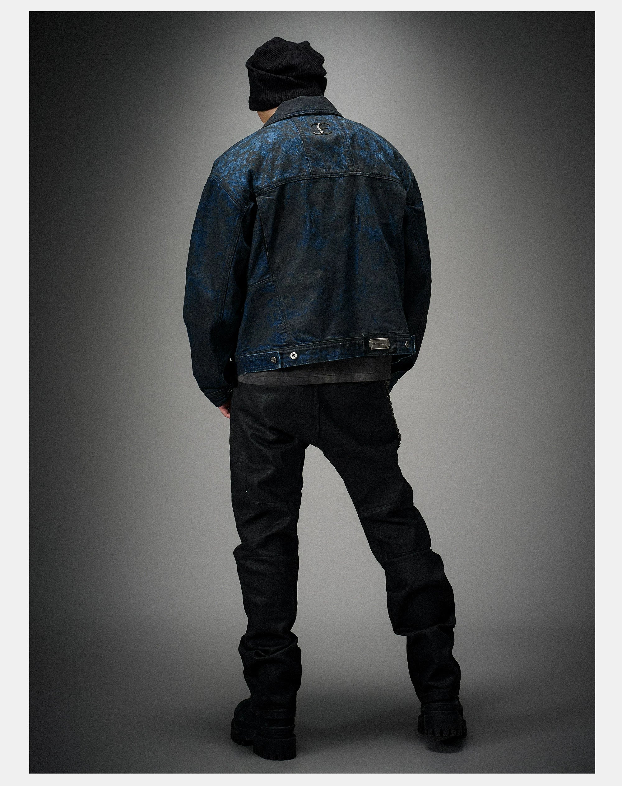 Distressed Ice Blue Ombre Denim Jacket