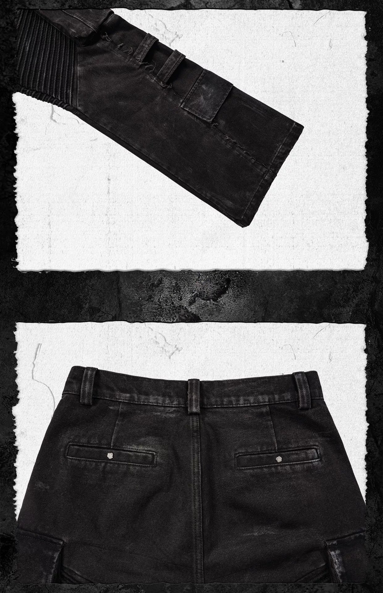 Distressed Flared Jeans With Strapped Pockets