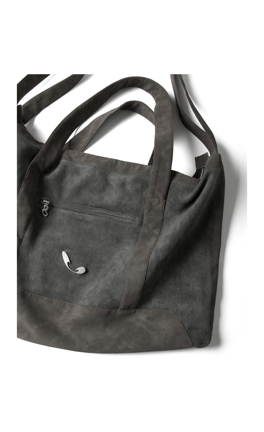 Suede Patchwork Metal Plaque Convertible Backpack