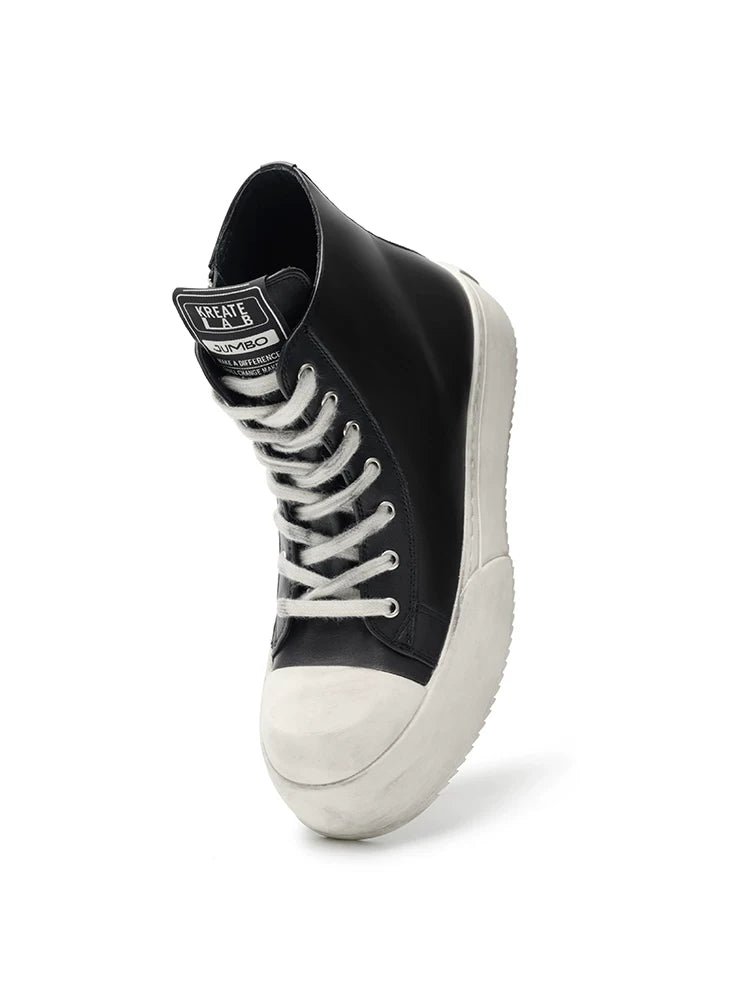 JumboHigh Oreo Distressed High-Top Leather Sneakers