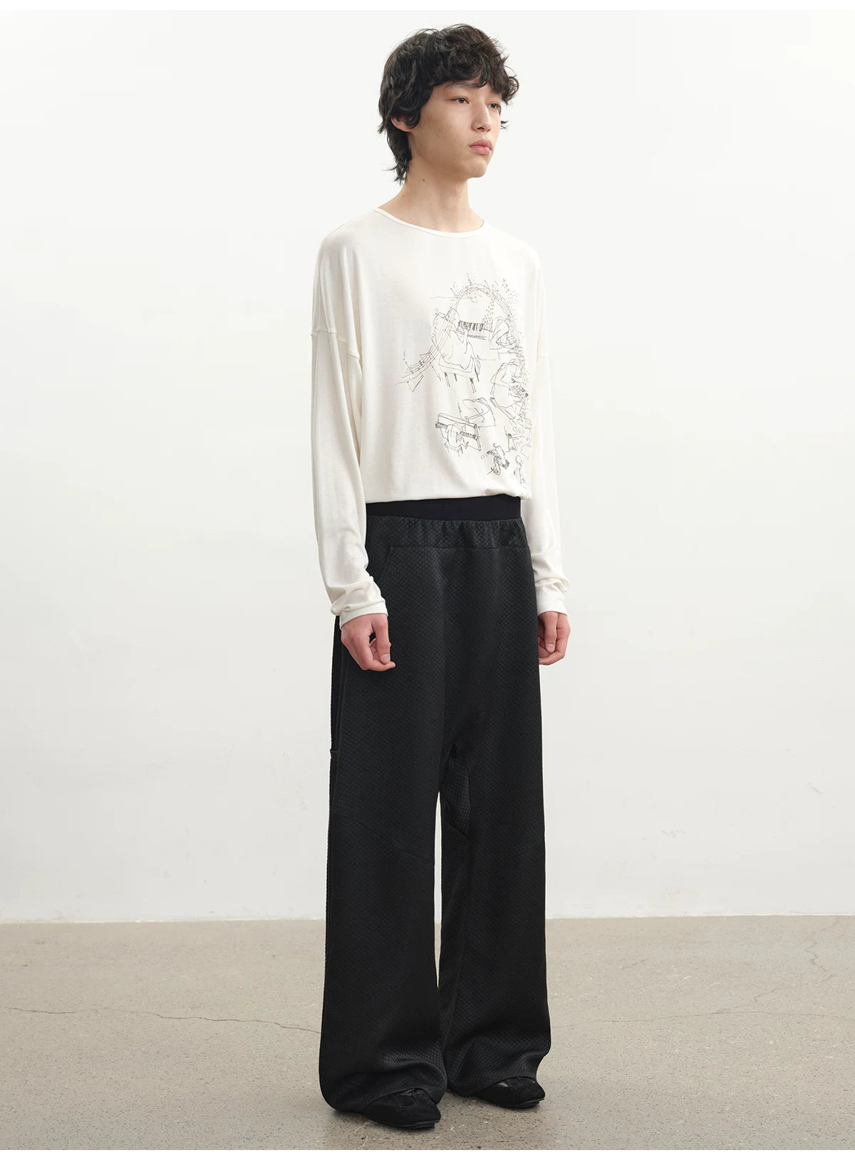 Piano Print Long Sleeve Top