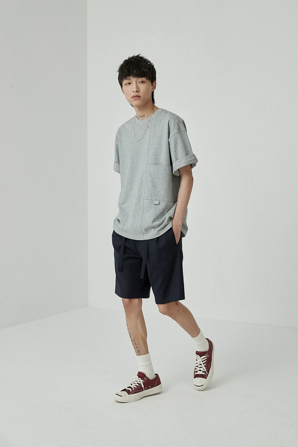Draped Drawstring Elastic Waist Pleated Shorts