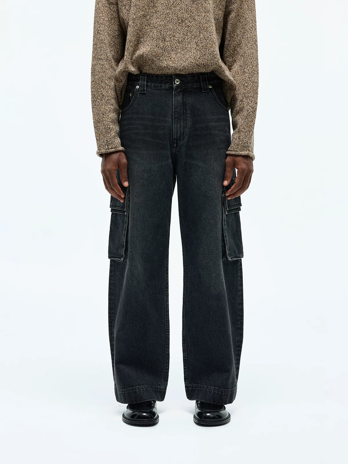 Washed Multi-pocket Straight Leg Cargo Jeans