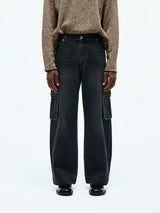 Washed Multi-pocket Straight Leg Cargo Jeans