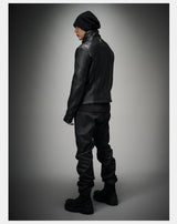 Asymmetric Wild Cowhide Leather Jacket