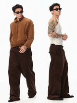 Imported Corduroy Wide Leg Straight Pants
