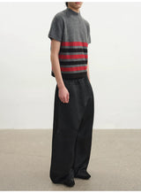 Low Rise Curved Pleated Quilted Pants