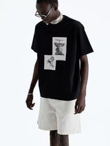 Frayed Printed Cotton Crew Neck Tee