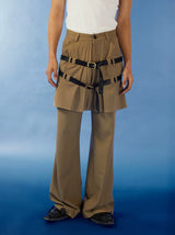 Pleated Belted Punk Retro Flared Pants
