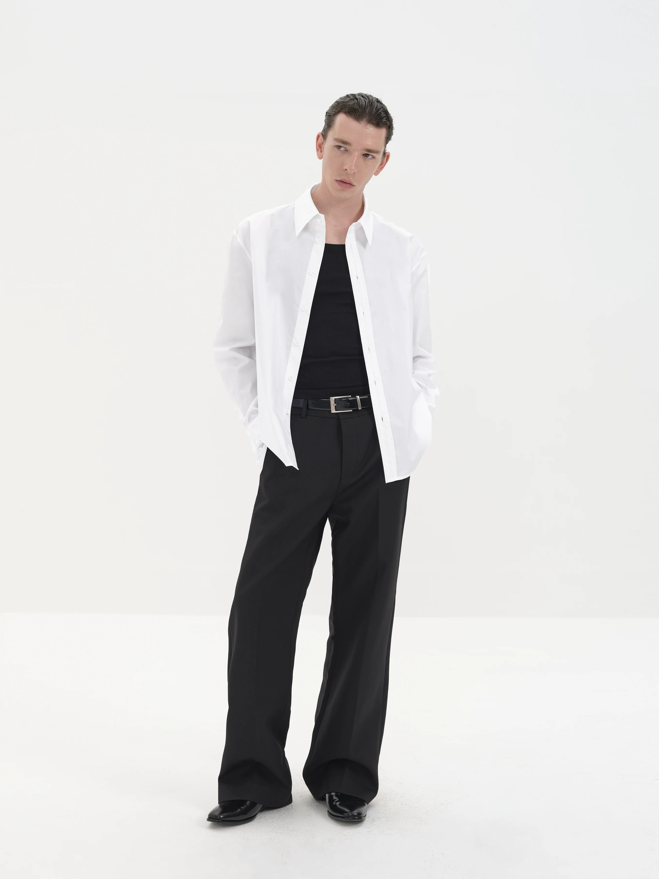 Wrinkle Free Straight Wool Dress Pants