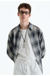 Plaid Woven Cotton Long Sleeve Shirt