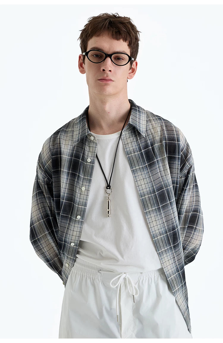 Plaid Woven Cotton Long Sleeve Shirt