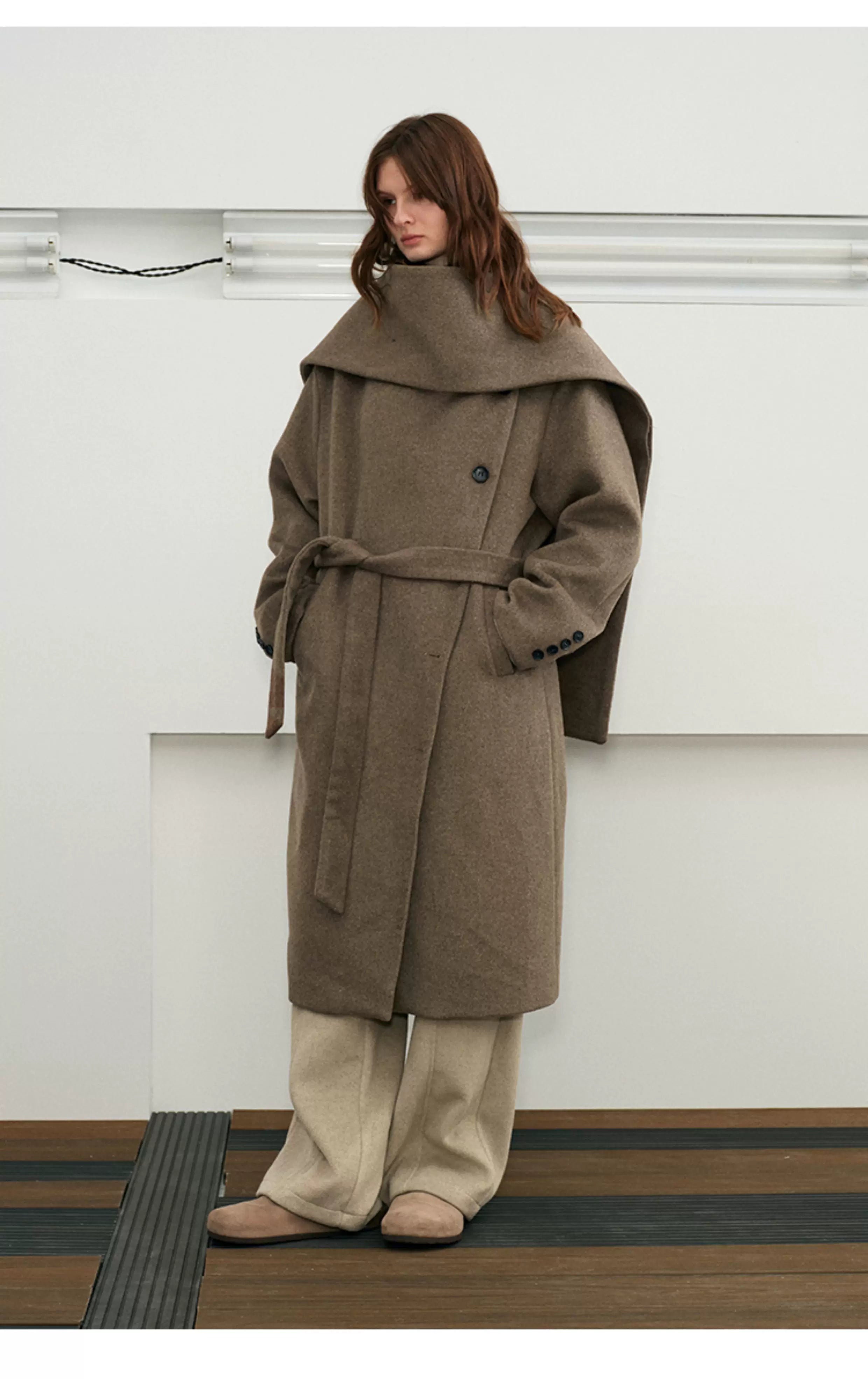 Men's Long Wool Shawl Coat