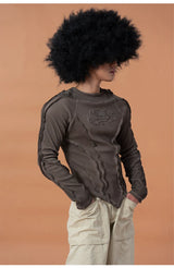Men's Slim Striped Distressed Long-Sleeve Tee