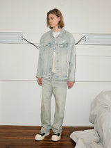 Mud Washed Distressed Denim Jacket