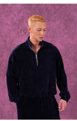 Men's Zip Stand Collar Corduroy Sweatshirt