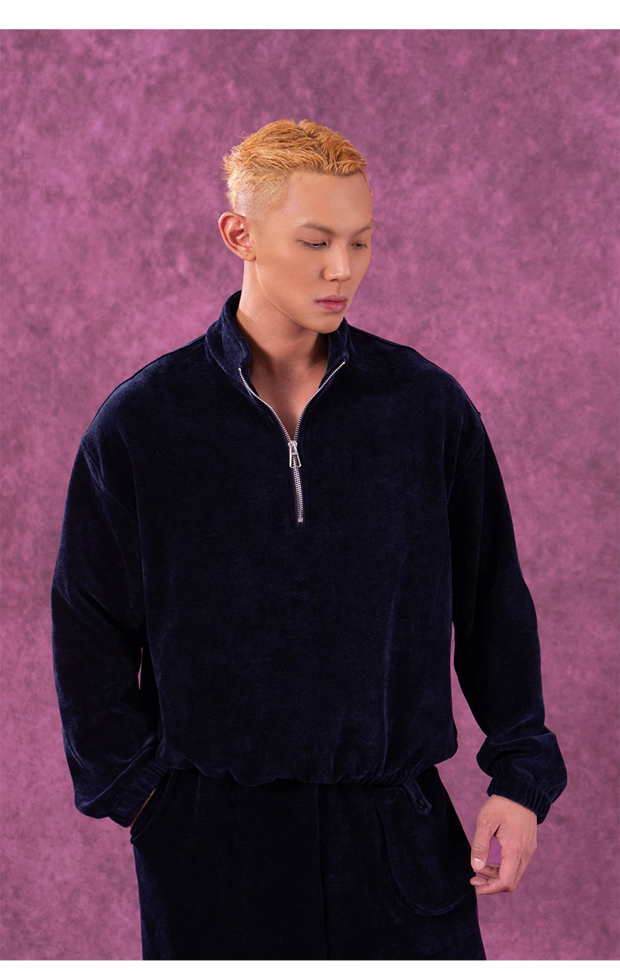 Men's Zip Stand Collar Corduroy Sweatshirt