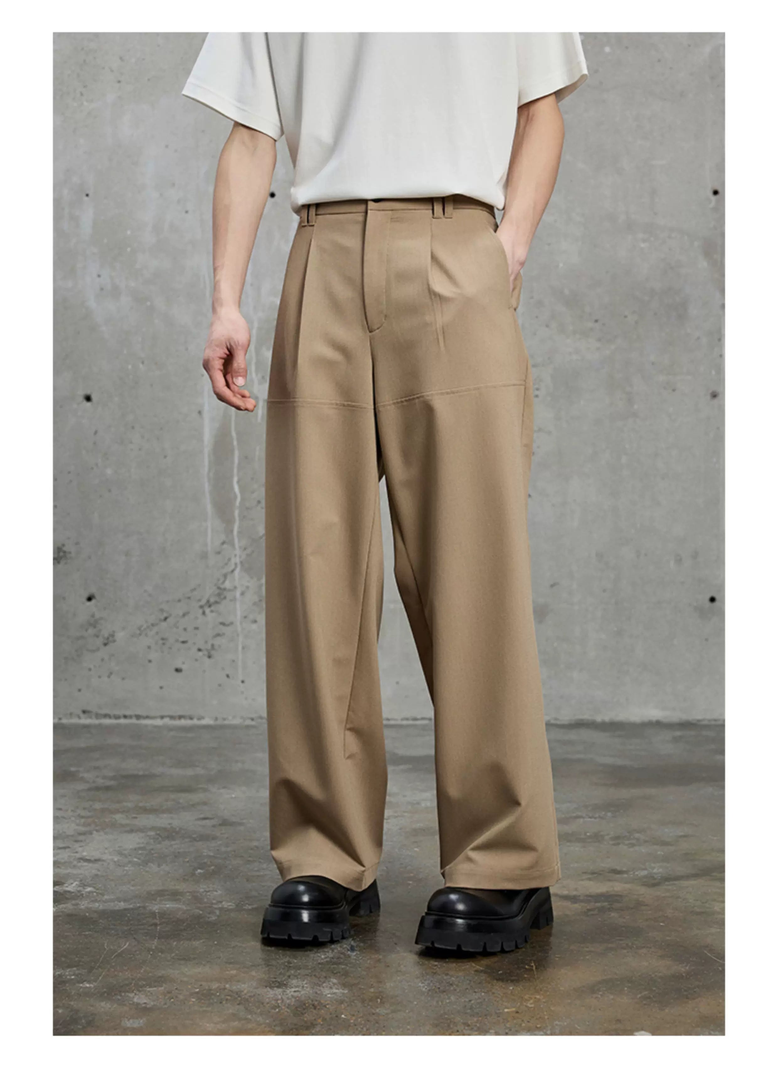 Draped Chain Texture Straight Leg Pants