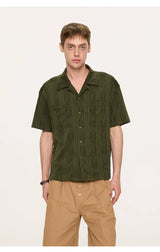 Wooden Button Short Sleeve Knitted Shirt
