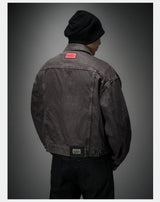 Washed Grey Boxy Denim Jacket