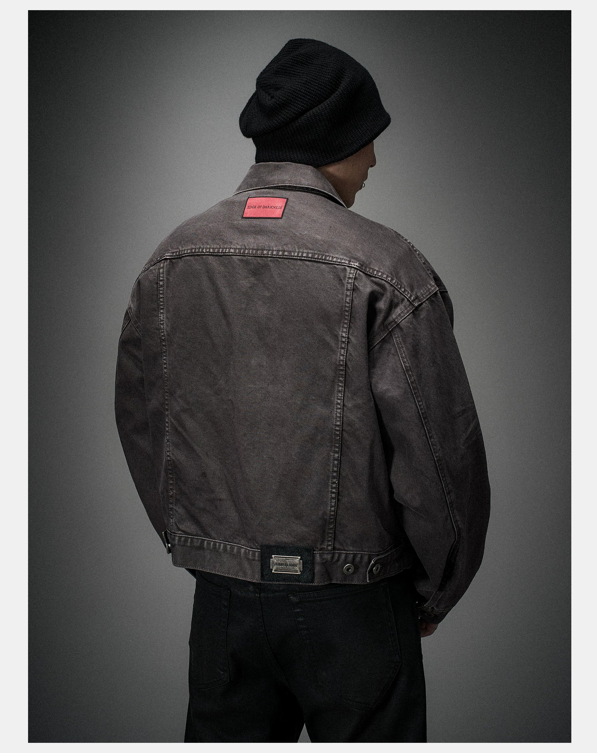 Washed Grey Boxy Denim Jacket