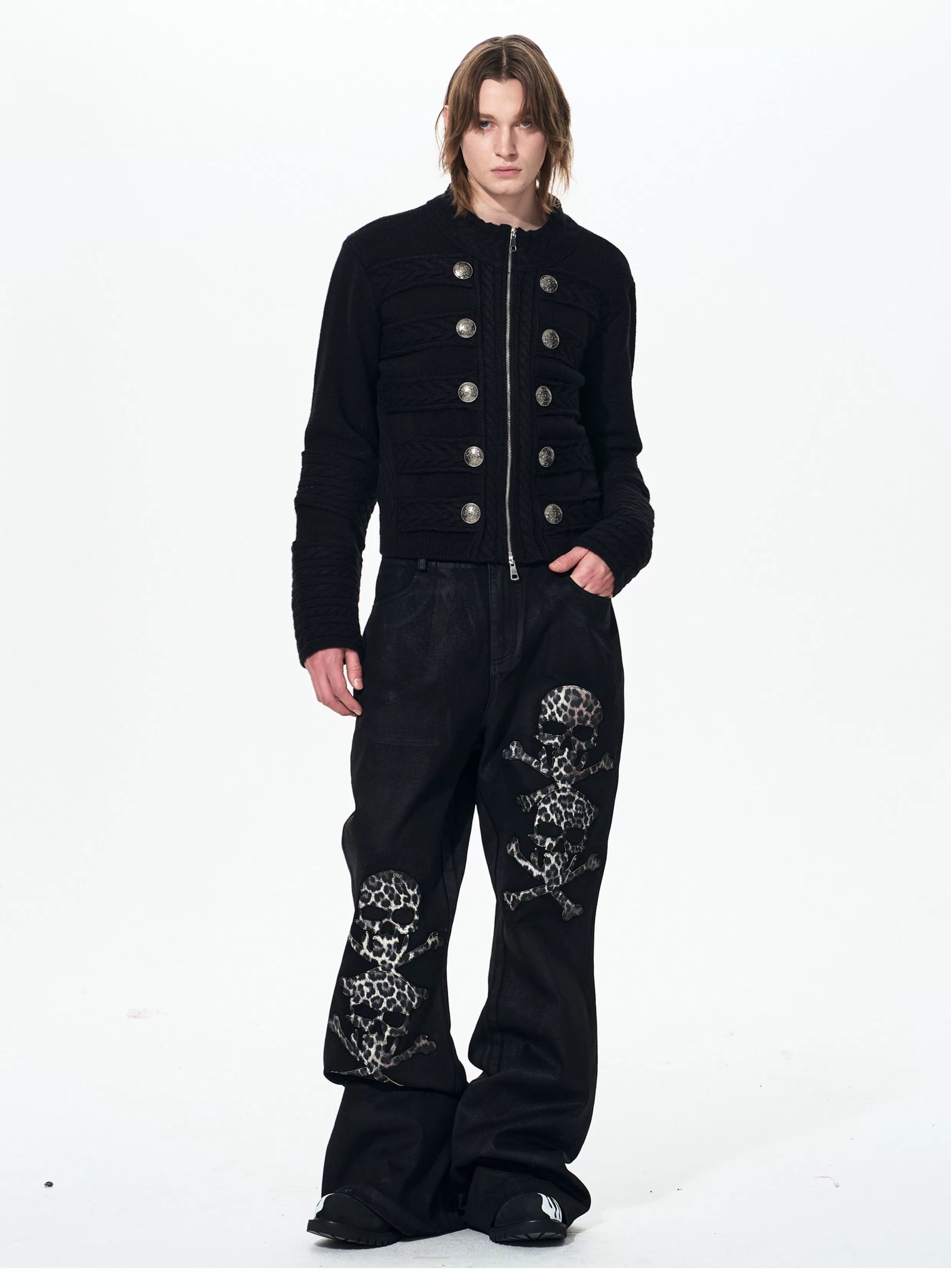 Men's Black Knit Sweater Coat
