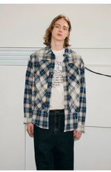 Men's Long Sleeve Splatter Plaid Shirt