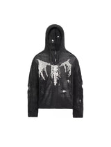 Devil Bone Jacquard Distressed Zip Cardigan