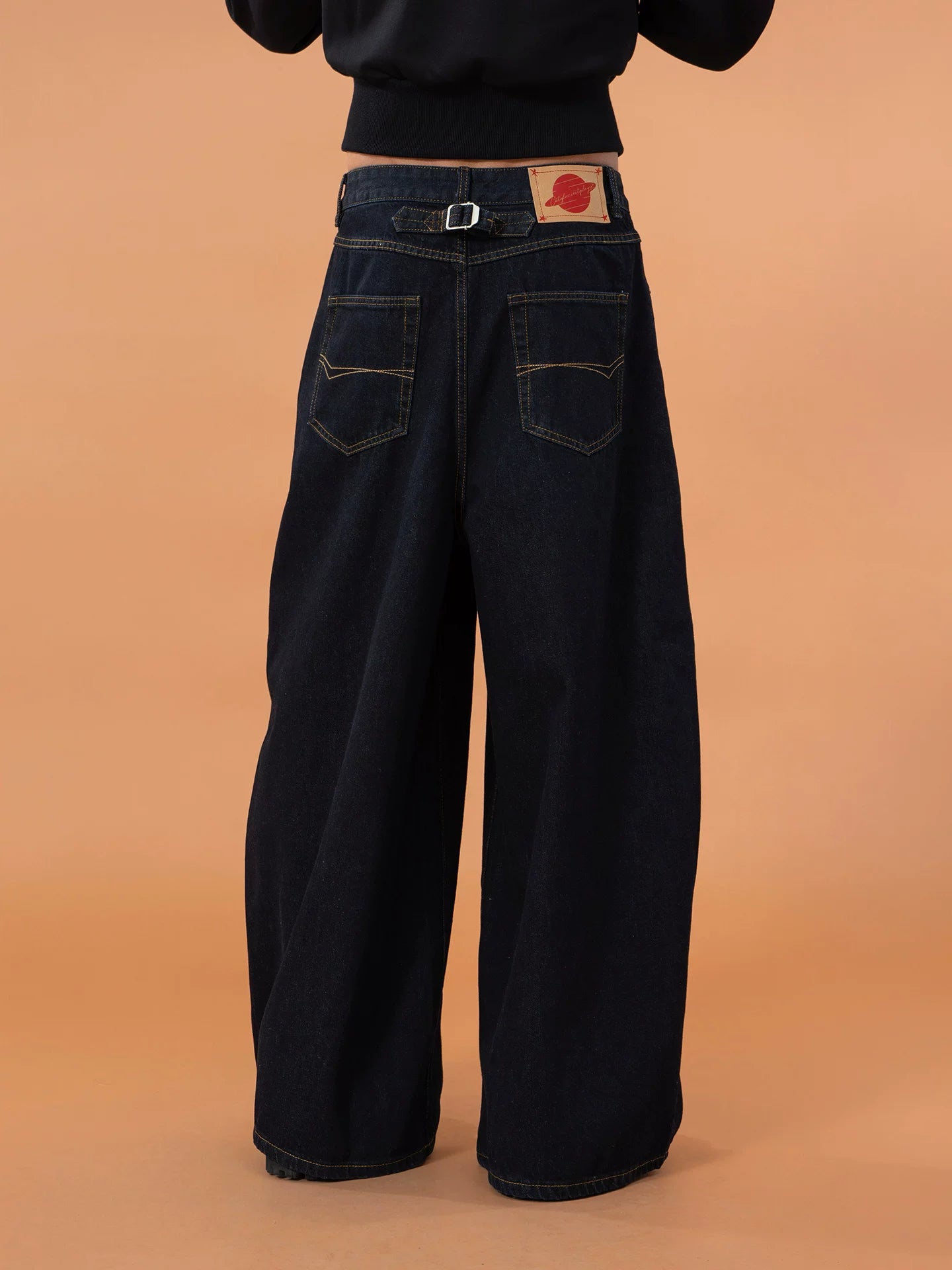 Men's Blue Patchwork Button Cargo Jeans