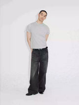 Heavyweight Natural Wash Asymmetrical Cargo Jeans