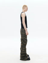 Heavy-Duty Camo Loose Flare Cargo Pants
